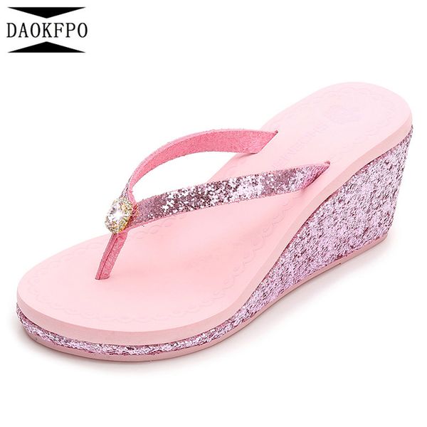 daokfpo 2018 new design summer glittering thick sole women's slippers slope with non-slip high heel lip-flops shoes nvt-14, Black
daokfpo 2018 new design summer glittering thick sole women's slippers slope with non-slip high heel lip-flops shoes nvt-14, Black