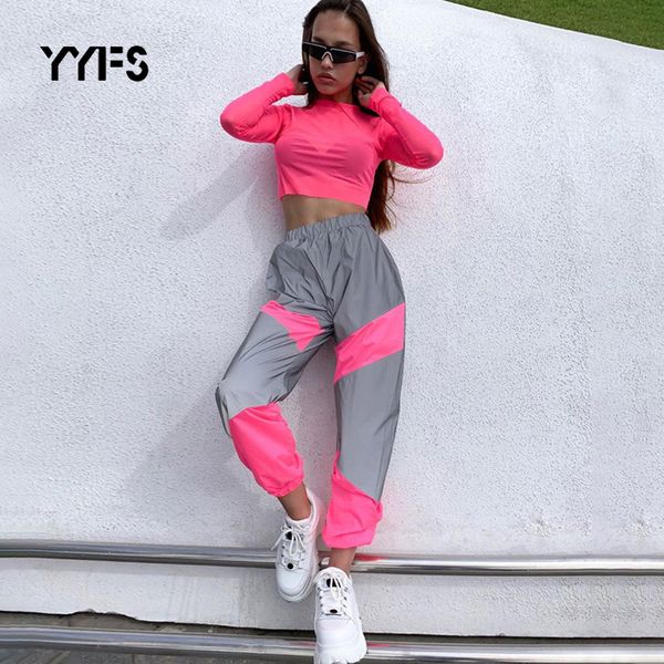reflective jogging pants women patchwork 2020 high waist flash cargo pants female autumn spring streetwear hip hop trousers, Black;white
reflective jogging pants women patchwork 2020 high waist flash cargo pants female autumn spring streetwear hip hop trousers, Black;white