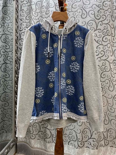 2019 early autumn new women's wear collar pull rope and cap embroidery mosaic splice zipper jacket 923, Black
2019 early autumn new women's wear collar pull rope and cap embroidery mosaic splice zipper jacket 923, Black