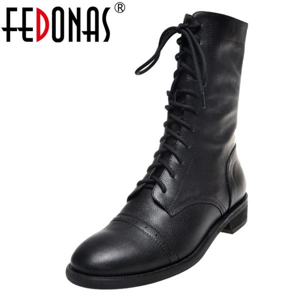 fedonas new quality women autumn winter warm mid-calf boots genuine leather night club shoes woman cross-tied punk riding boots, Black
fedonas new quality women autumn winter warm mid-calf boots genuine leather night club shoes woman cross-tied punk riding boots, Black