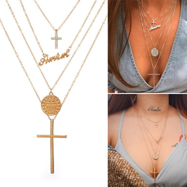 womens fahsion cross pendant necklace multi-layer neckband neck accessories th36, Silver
womens fahsion cross pendant necklace multi-layer neckband neck accessories th36, Silver