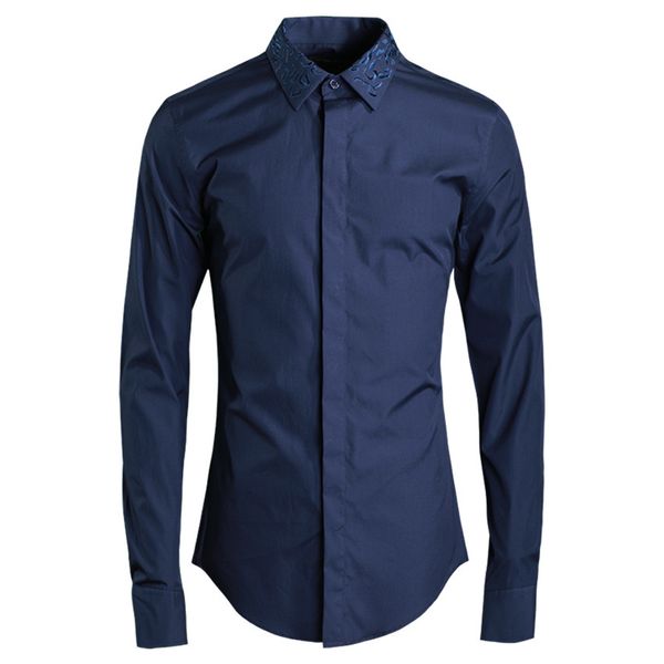 4 color men shirt luxury embroidered collar mens dress shirt white black navy blue solid mens shirts casual slim fit
4 color men shirt luxury embroidered collar mens dress shirt white black navy blue solid mens shirts casual slim fit
