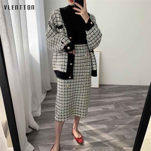 2019 spring autumn new tweed women's skirt elegant office double breasted plaid knitted vintage package hip midi skirt female, Black
2019 spring autumn new tweed women's skirt elegant office double breasted plaid knitted vintage package hip midi skirt female, Black
