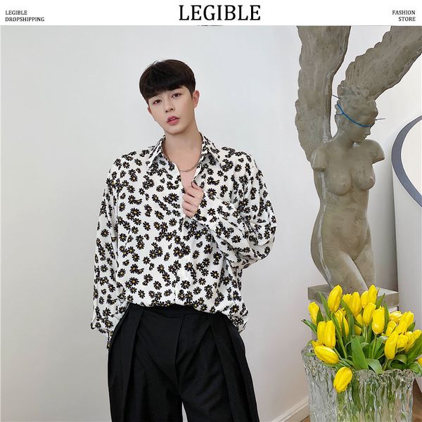 men's casual shirts legible floral shirt men 2021 korean fashion long sleeve male hawaiian loose clothes oversize, White;black
men's casual shirts legible floral shirt men 2021 korean fashion long sleeve male hawaiian loose clothes oversize, White;black