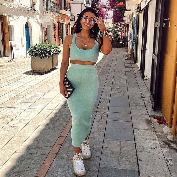 casual dresses dress women 2 piece set bodycon sleeveless crop summer clubwear sets for clothes, Black;gray
casual dresses dress women 2 piece set bodycon sleeveless crop summer clubwear sets for clothes, Black;gray