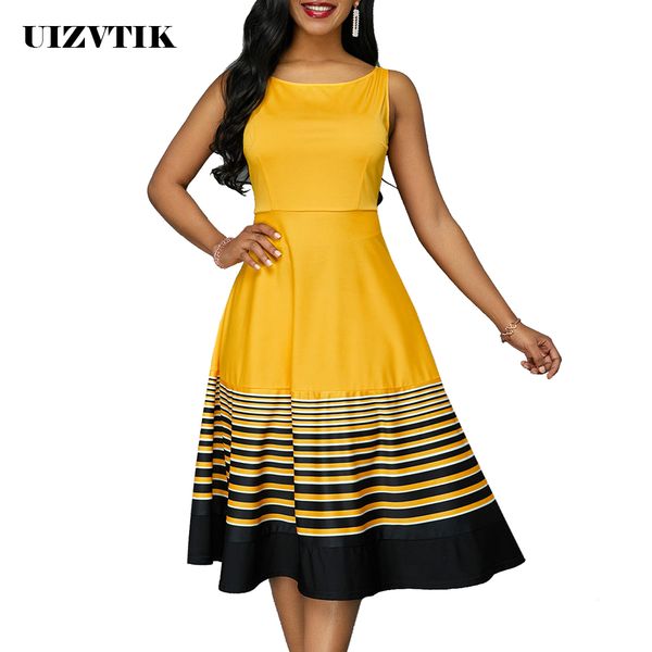 summer dress women 2019 casual plus size slim striped ball gown long party dresses vintage elegant sleeveless dress yellow, Black;pink
summer dress women 2019 casual plus size slim striped ball gown long party dresses vintage elegant sleeveless dress yellow, Black;pink