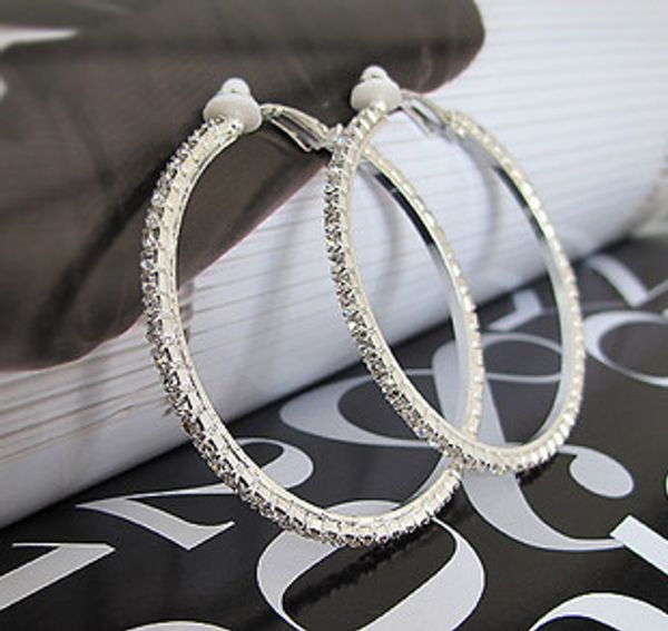 no pierced earrings hoop brincos big clip earrings rhinestone stones clip no pierced ear 5.5cm, Silver
no pierced earrings hoop brincos big clip earrings rhinestone stones clip no pierced ear 5.5cm, Silver