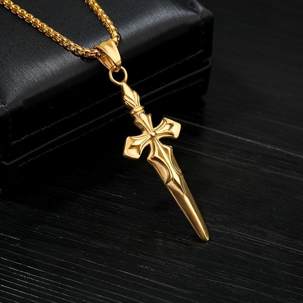 gold sword pendant necklace for men cross chain long choker stainless steel necklaces jewelry gift collares largos mujer 2019, Silver
gold sword pendant necklace for men cross chain long choker stainless steel necklaces jewelry gift collares largos mujer 2019, Silver