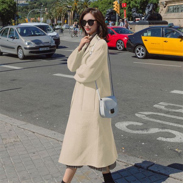 women's wool & blends double-faced jacket female 2021 autumn winter hepburn style suit collar office lady long outerwear coat y, Black
women's wool & blends double-faced jacket female 2021 autumn winter hepburn style suit collar office lady long outerwear coat y, Black