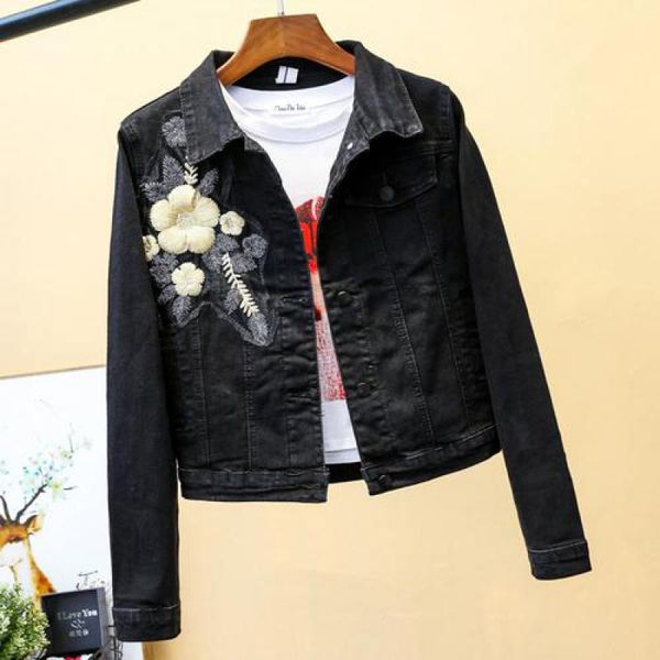 2019 new women short denim jackets fashion spring autumn slim vintage floral embroidery black jeans coats female outerwear
2019 new women short denim jackets fashion spring autumn slim vintage floral embroidery black jeans coats female outerwear