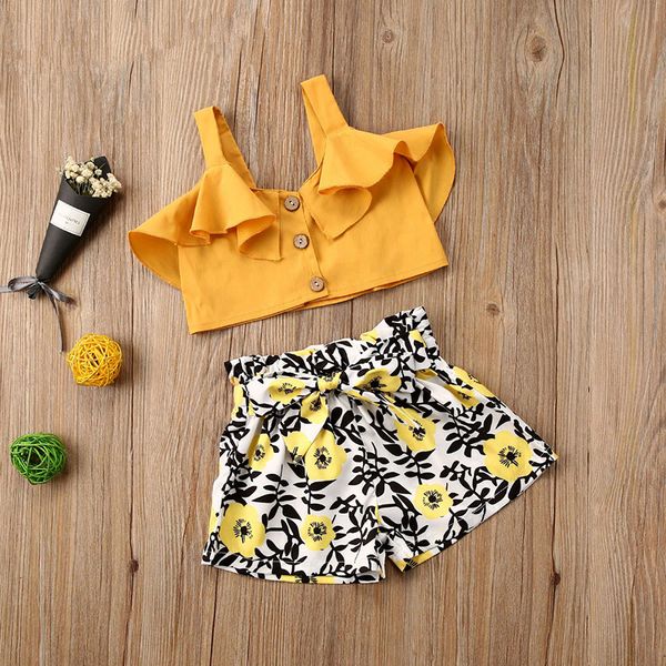 summer 2-6years kids baby girls clothes sets ruffles yellow button sleeveless vest+flowers shorts set, White
summer 2-6years kids baby girls clothes sets ruffles yellow button sleeveless vest+flowers shorts set, White
