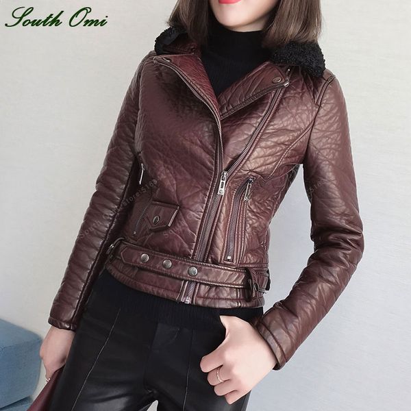 women's fur leather jacket winter coat female moto outwear lapel collar coat jaquetas couro veste cuir femme chaqueta piel mujer, Black
women's fur leather jacket winter coat female moto outwear lapel collar coat jaquetas couro veste cuir femme chaqueta piel mujer, Black