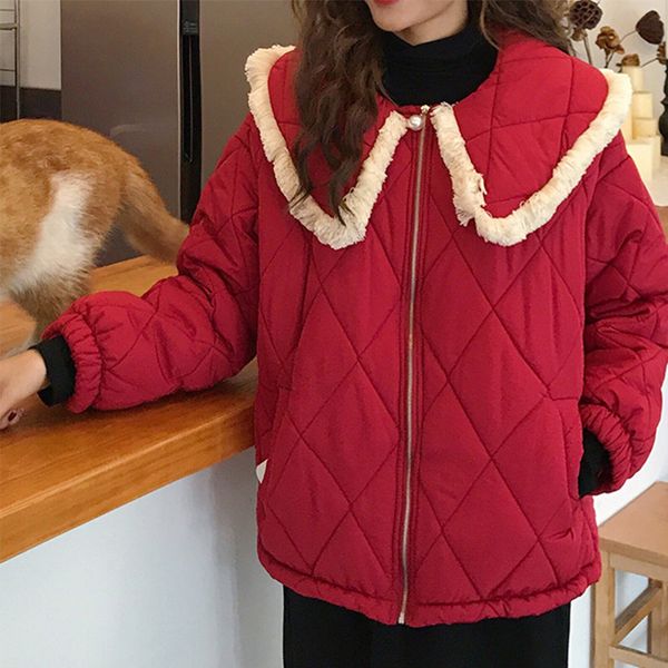 2019 new fashion cotton doll collar short tooling jacket autumn winter women warm thick stitching coat cc606, Tan;black
2019 new fashion cotton doll collar short tooling jacket autumn winter women warm thick stitching coat cc606, Tan;black