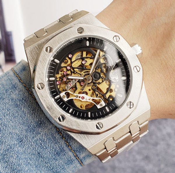 luxury silver black men automatic skeleton mens designer watches wristwatches orologio di lusso royal oaks watch montre orologio da polso, Slivery;brown
luxury silver black men automatic skeleton mens designer watches wristwatches orologio di lusso royal oaks watch montre orologio da polso, Slivery;brown