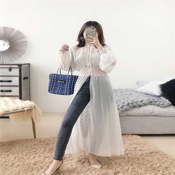 summer streetwear coat elegant beach sun protection clothing female jacket fit long korean chiffon coat women clothes 2019 lw402, Black;brown
summer streetwear coat elegant beach sun protection clothing female jacket fit long korean chiffon coat women clothes 2019 lw402, Black;brown