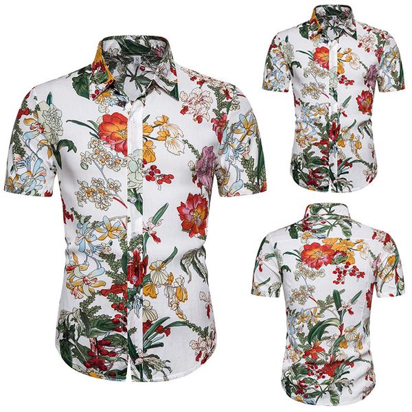 men's casual shirts summer men short sleeve flower print hawaiian shirt slim fit cotton brand mens clothing chemise homme 3xl, White;black
men's casual shirts summer men short sleeve flower print hawaiian shirt slim fit cotton brand mens clothing chemise homme 3xl, White;black