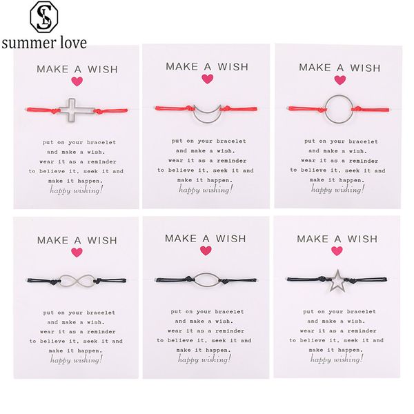handmade stainless steel bracelet make a wish card wax rope braided bracelets bangles with multi-type pattern for women girls jewelry-z, Black
handmade stainless steel bracelet make a wish card wax rope braided bracelets bangles with multi-type pattern for women girls jewelry-z, Black