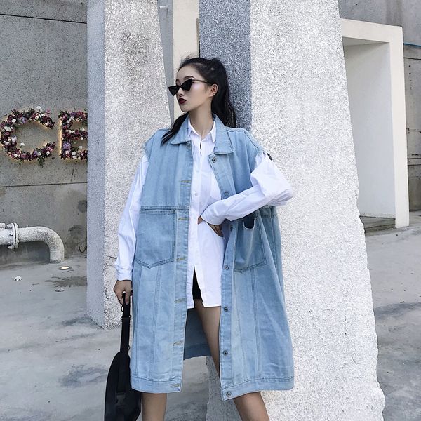3xl korean new women denim vest spring jaqueta coat long jeans jacket casual outerwear cardigans casaco female plus size, Black;white
3xl korean new women denim vest spring jaqueta coat long jeans jacket casual outerwear cardigans casaco female plus size, Black;white