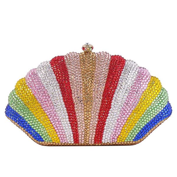 women metal handmade diamond fashion rainbow shell clutch bag lady's one shoulder crystal chain handbag female rhinestone bags
women metal handmade diamond fashion rainbow shell clutch bag lady's one shoulder crystal chain handbag female rhinestone bags