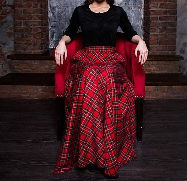 wbctw vintage long red plaid women skirts a-line style maxi summer spring party runway faldas mujer plus size high waist skirts j190426, Black
wbctw vintage long red plaid women skirts a-line style maxi summer spring party runway faldas mujer plus size high waist skirts j190426, Black