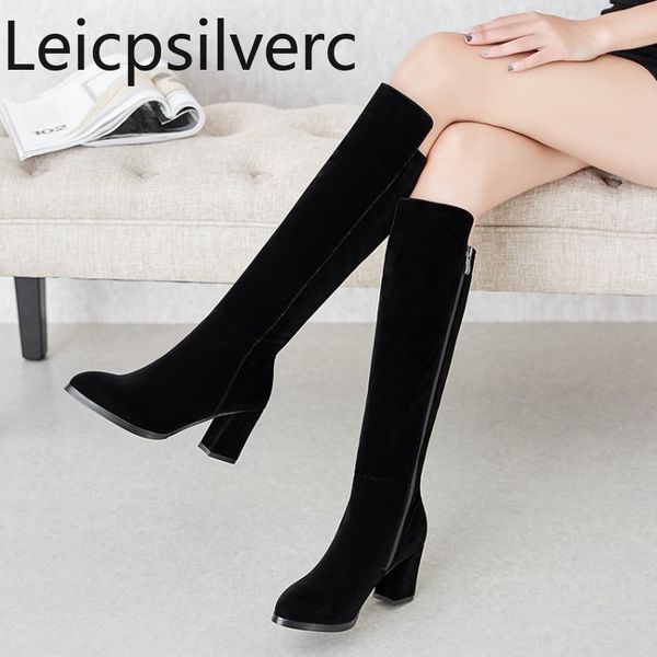 women's boots autumn and winter the new fashion pointed zipper thick heel high heel high tube women's shoes 34-40, Black
women's boots autumn and winter the new fashion pointed zipper thick heel high heel high tube women's shoes 34-40, Black