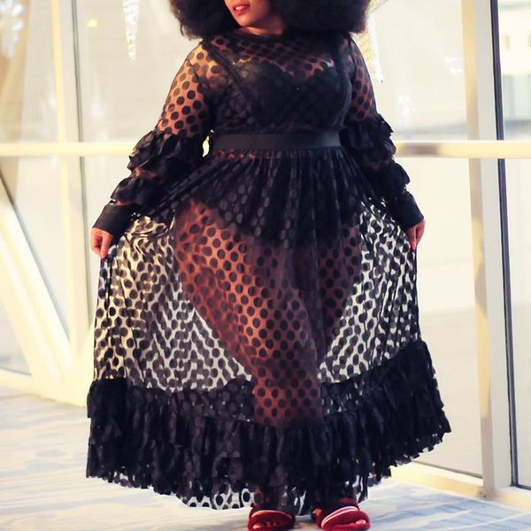 plus size party club african black summer women long dresses casual aline ruffle sleeve mesh high waist plain female dress, Black;gray
plus size party club african black summer women long dresses casual aline ruffle sleeve mesh high waist plain female dress, Black;gray
