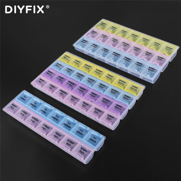 diyfix 7 days weekly transparent 7/21/28 grids plastic box for tablet dispenser box splitters healthy care tool
diyfix 7 days weekly transparent 7/21/28 grids plastic box for tablet dispenser box splitters healthy care tool
