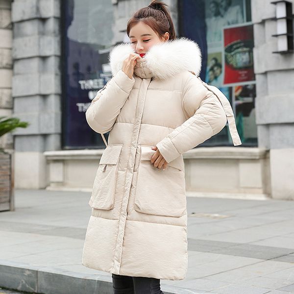 women fashion outerwear long cotton-padded jackets pocket faux fur hooded coats 2020 winter women parkas warm long outwear, Black
women fashion outerwear long cotton-padded jackets pocket faux fur hooded coats 2020 winter women parkas warm long outwear, Black
