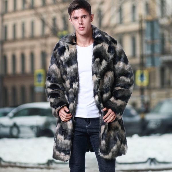 fashion men faux fur long coat jacket long sleeves contrast color furry vintage casual overcoat 2019 warm autumn winter outwear, Black
fashion men faux fur long coat jacket long sleeves contrast color furry vintage casual overcoat 2019 warm autumn winter outwear, Black