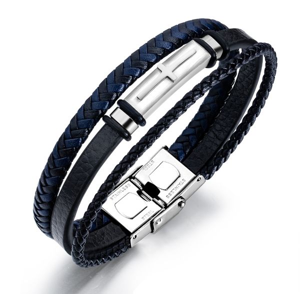 stainless steel cross multilayer black leather bracelet bangle for men weaved wristbands jewelry drop shipping, Golden;silver
stainless steel cross multilayer black leather bracelet bangle for men weaved wristbands jewelry drop shipping, Golden;silver