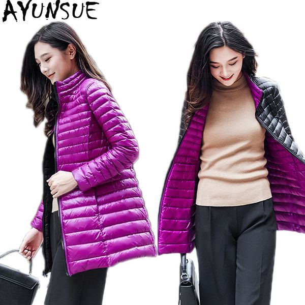ayunsue ultra ligh down jacket women double-sided wearing plus size 4xl thin long coats ladies jackets abrigos mujer kj437, Black
ayunsue ultra ligh down jacket women double-sided wearing plus size 4xl thin long coats ladies jackets abrigos mujer kj437, Black