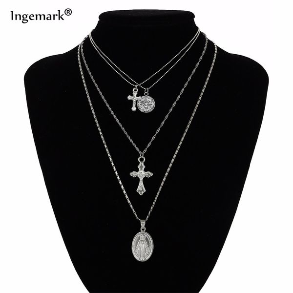 ingemark bohemia gold color cross layered necklace jesus virgin mary chain pendant necklace easter day's gift for women jewelry, Golden;silver
ingemark bohemia gold color cross layered necklace jesus virgin mary chain pendant necklace easter day's gift for women jewelry, Golden;silver