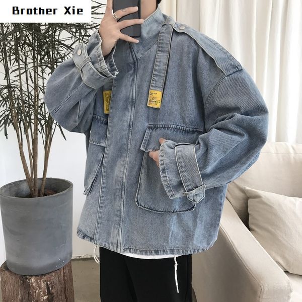 autumn new denim jacket men fashion washed solid color tooling denim jacket man streetwear wild hip hop loose bomber, Black;brown
autumn new denim jacket men fashion washed solid color tooling denim jacket man streetwear wild hip hop loose bomber, Black;brown