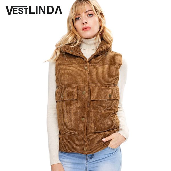vestlinda pocket snap button quilted corduroy waistcoat women turn down collar sleeveless winter thick warm coat brown vest coat, Black;white
vestlinda pocket snap button quilted corduroy waistcoat women turn down collar sleeveless winter thick warm coat brown vest coat, Black;white