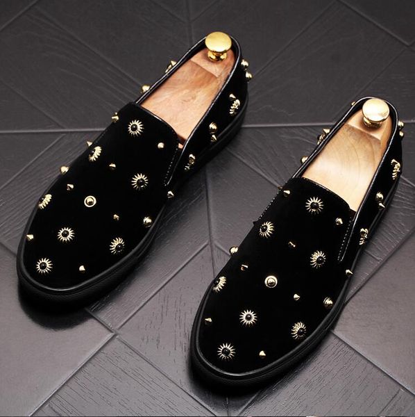 luxury fashion brand design men shoes slip on rivets stud suede/leather men loafers flats party dress stage shoes w157, Black
luxury fashion brand design men shoes slip on rivets stud suede/leather men loafers flats party dress stage shoes w157, Black