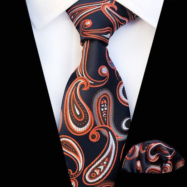 black orange 8cm silk jacquard woven mens plaid tie paisley floral tie hanky set classic brown neck ties for wedding business, Black;blue
black orange 8cm silk jacquard woven mens plaid tie paisley floral tie hanky set classic brown neck ties for wedding business, Black;blue