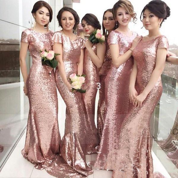 2019 rose pink sequined mermaid bridesmaid dresses with capped sleeves customize long maid of honor dress formal party gown, White;pink
2019 rose pink sequined mermaid bridesmaid dresses with capped sleeves customize long maid of honor dress formal party gown, White;pink