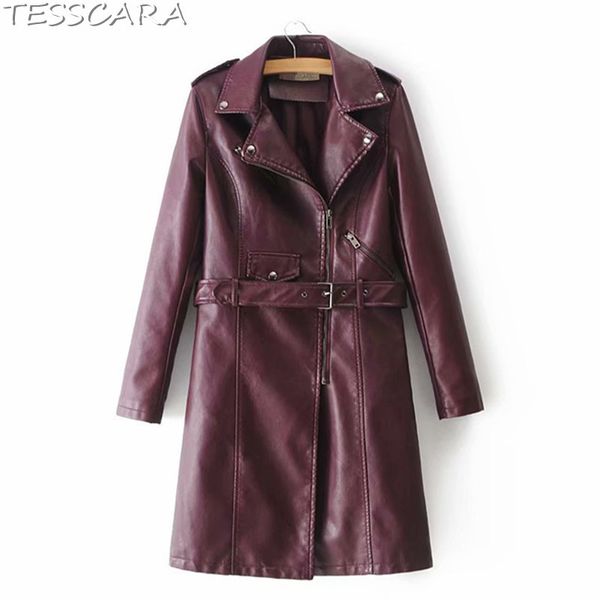 tesscara women autumn elegant long leather windbreaker female office basic jacket coat fashion trench overcoat outerwear & coats, Black
tesscara women autumn elegant long leather windbreaker female office basic jacket coat fashion trench overcoat outerwear & coats, Black