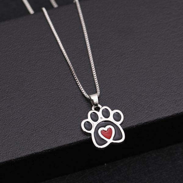 new simple enamel dog paw heart chain pendant necklace footprint women necklaces jewelry gift ing, Silver
new simple enamel dog paw heart chain pendant necklace footprint women necklaces jewelry gift ing, Silver