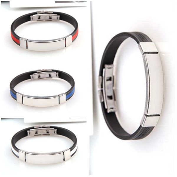 light plate personality double-reinforced silicone stainless steel bracelet dhb364 id, identification jewelry bracelet, Black
light plate personality double-reinforced silicone stainless steel bracelet dhb364 id, identification jewelry bracelet, Black