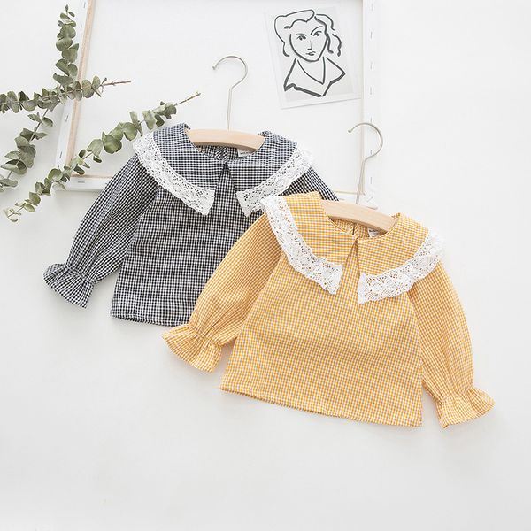 2019 autumn new korean lace collar girls shirt children's long sleeve plaid shirt for girls kids plaid tees blouse, White;black
2019 autumn new korean lace collar girls shirt children's long sleeve plaid shirt for girls kids plaid tees blouse, White;black