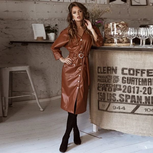 women vintage pu leather straight party dress ladies button belt v-neck spring dress 2020 new fashion midi dress vestidos, Black;gray
women vintage pu leather straight party dress ladies button belt v-neck spring dress 2020 new fashion midi dress vestidos, Black;gray