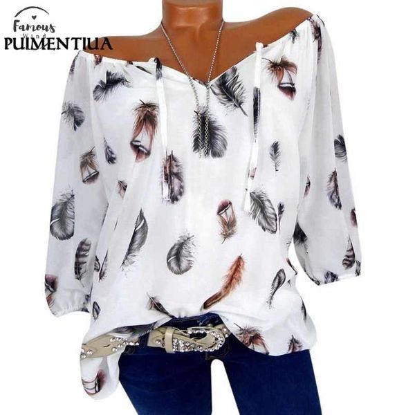 women half sleeve lace up v neck feather print off shoulder blouse ladies casual loose shirts s 5xl 2019 tee, White
women half sleeve lace up v neck feather print off shoulder blouse ladies casual loose shirts s 5xl 2019 tee, White