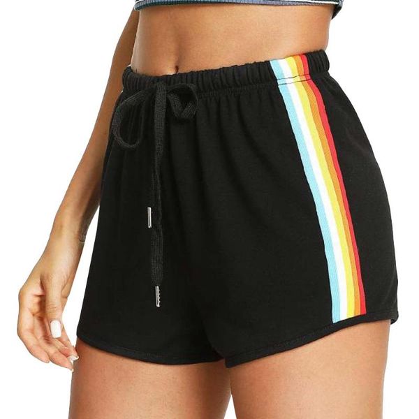 women's shorts summer shorts cotton polyester high loose women rainbow print sport elastic short pants popular women, White;black
women's shorts summer shorts cotton polyester high loose women rainbow print sport elastic short pants popular women, White;black