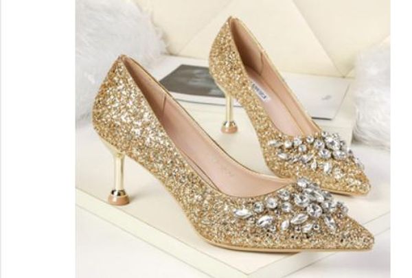 womens shoes in spring and autumn with new style high heel fine heel pointed end sequined cloth water drill 76, Black
womens shoes in spring and autumn with new style high heel fine heel pointed end sequined cloth water drill 76, Black