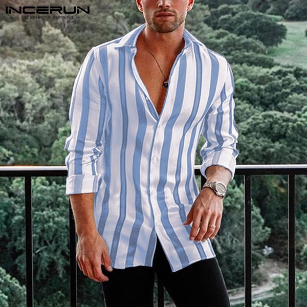 incerun long sleeve striped casual men shirt lapel fashion fitness breathable button chic brand shirts men camisa masculina 2019, White;black
incerun long sleeve striped casual men shirt lapel fashion fitness breathable button chic brand shirts men camisa masculina 2019, White;black