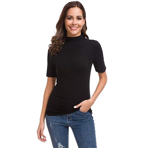 summer women t shirt 2019 short sleeve turtleneck fashion women tee shirt vetement femme 2019, White
summer women t shirt 2019 short sleeve turtleneck fashion women tee shirt vetement femme 2019, White