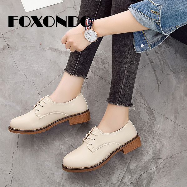 foxondo 2019 autumn new flat platform shoes woman oxfords genuine leather lace up flats shoes female casual creepers heels, Black
foxondo 2019 autumn new flat platform shoes woman oxfords genuine leather lace up flats shoes female casual creepers heels, Black