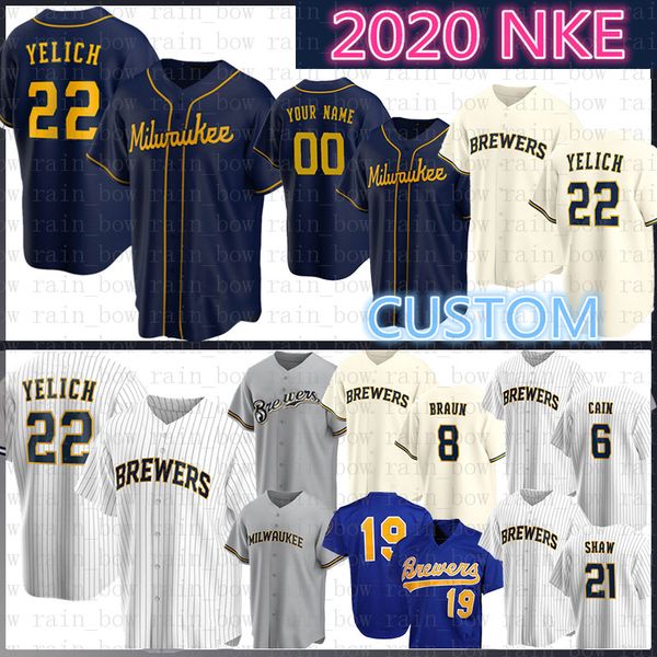 22 christian yelich milwaukee custom brewers baseball jersey 19 robin yount lorenzo cain ryan braun travis shaw broxton thames arcia pina, Blue;black
22 christian yelich milwaukee custom brewers baseball jersey 19 robin yount lorenzo cain ryan braun travis shaw broxton thames arcia pina, Blue;black