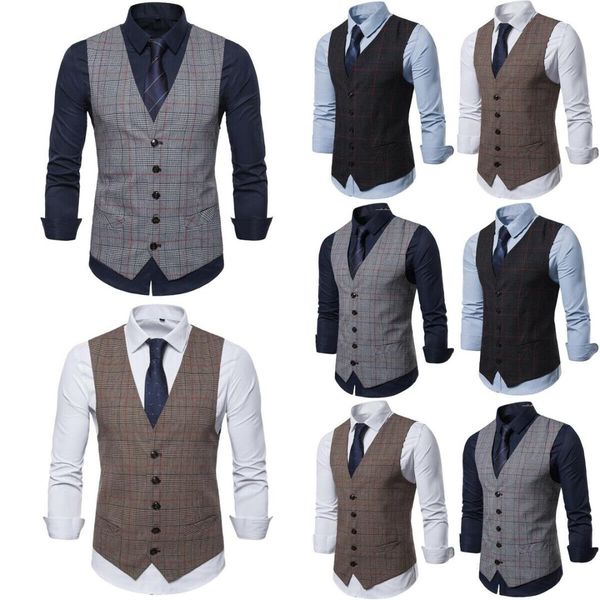 2019 new men's smart casual business suit vests plaid single breasted formal outfits, Black;white
2019 new men's smart casual business suit vests plaid single breasted formal outfits, Black;white